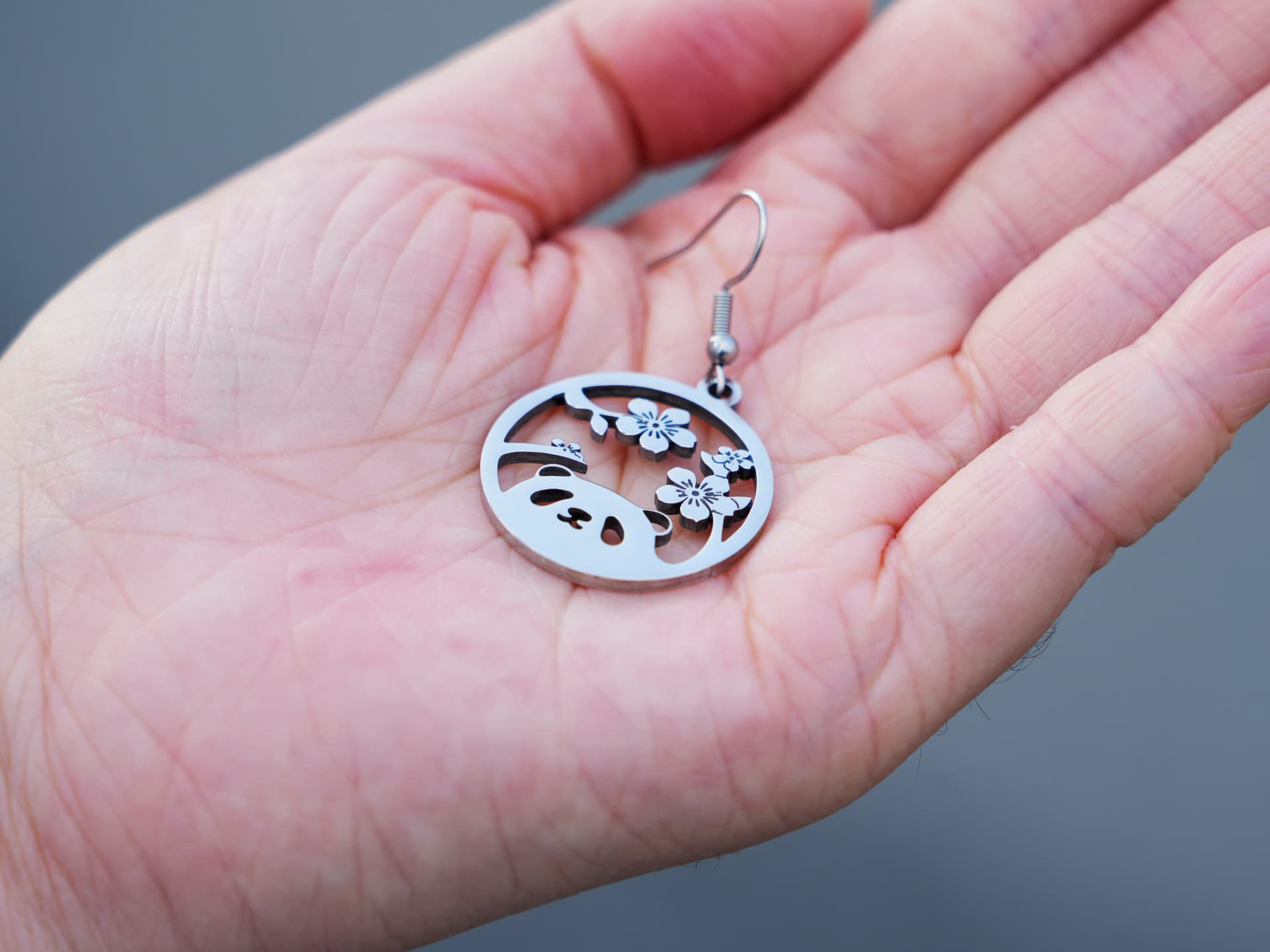 Cherry Blossom Panda Earrings - Panda Design