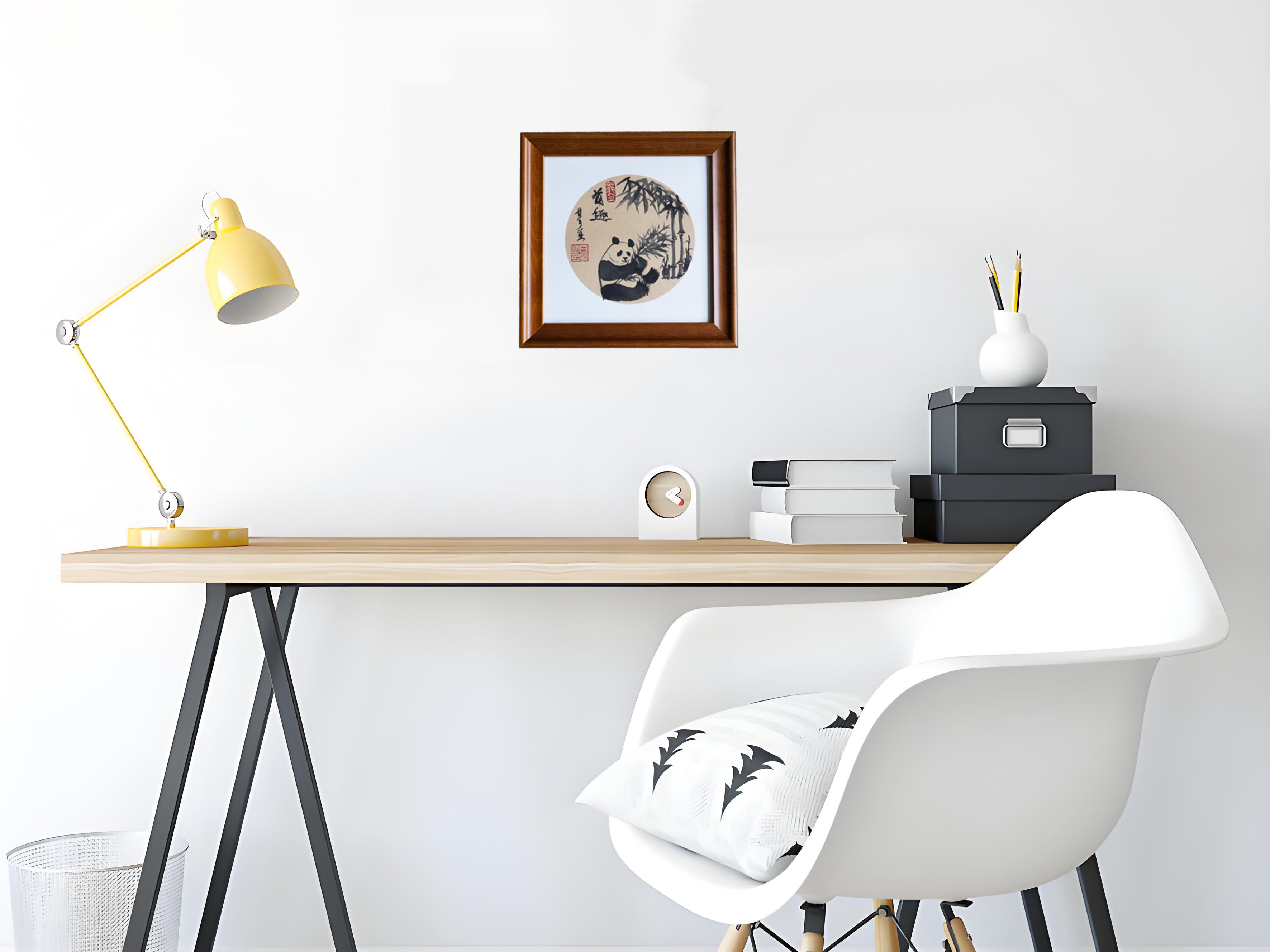 Zen Panda & Bamboo Ink Art Print - Panda Design