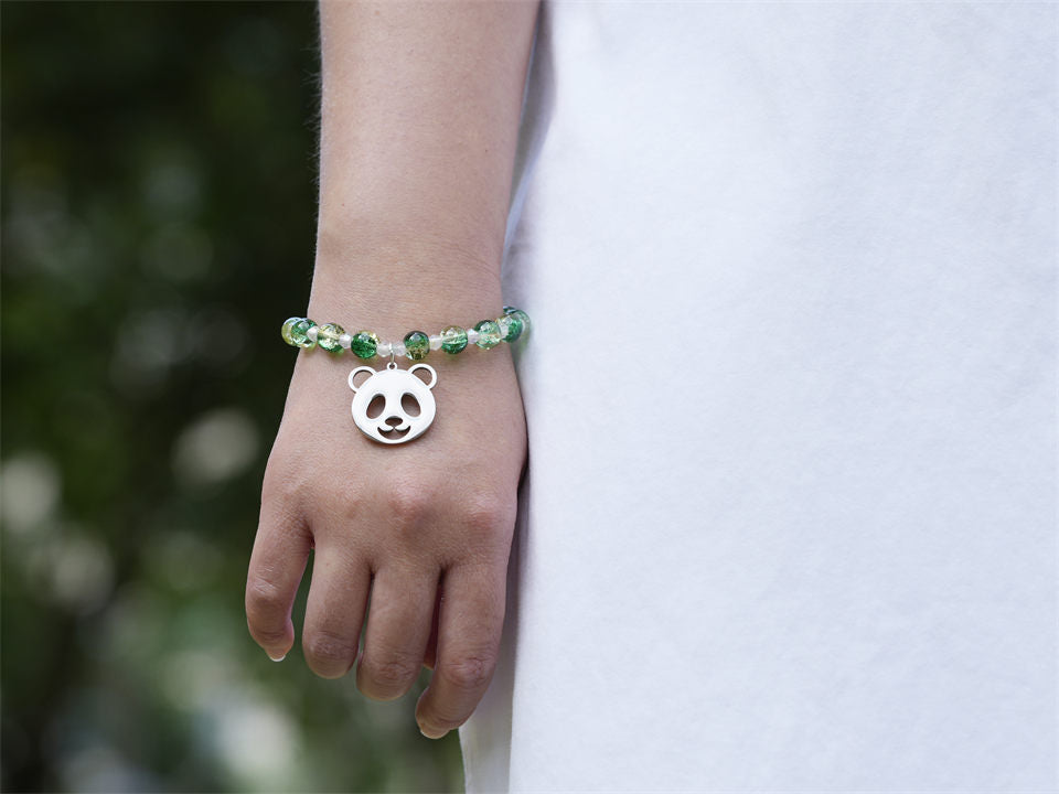 Handmade Beaded Panda Bracelet- Azure Mountains and Verdant Bamboo