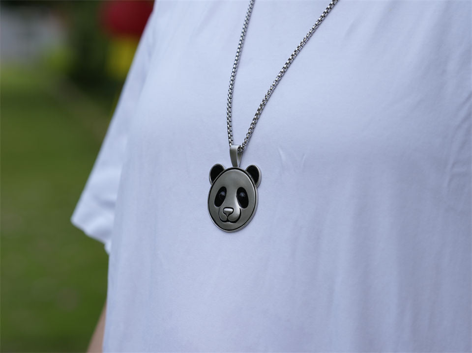 Embossed Panda Head Necklace - Panda Design