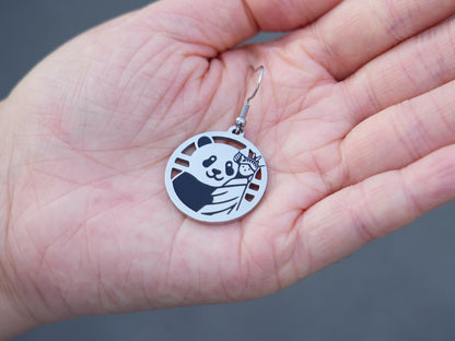 Hollow Panda Embracing the Statue of Liberty Earrings