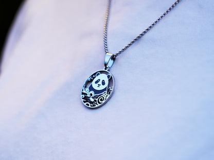 Hollow Panda and Celestial Bird Necklace