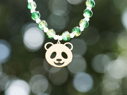 Handmade Beaded Panda Bracelet- Azure Mountains and Verdant Bamboo