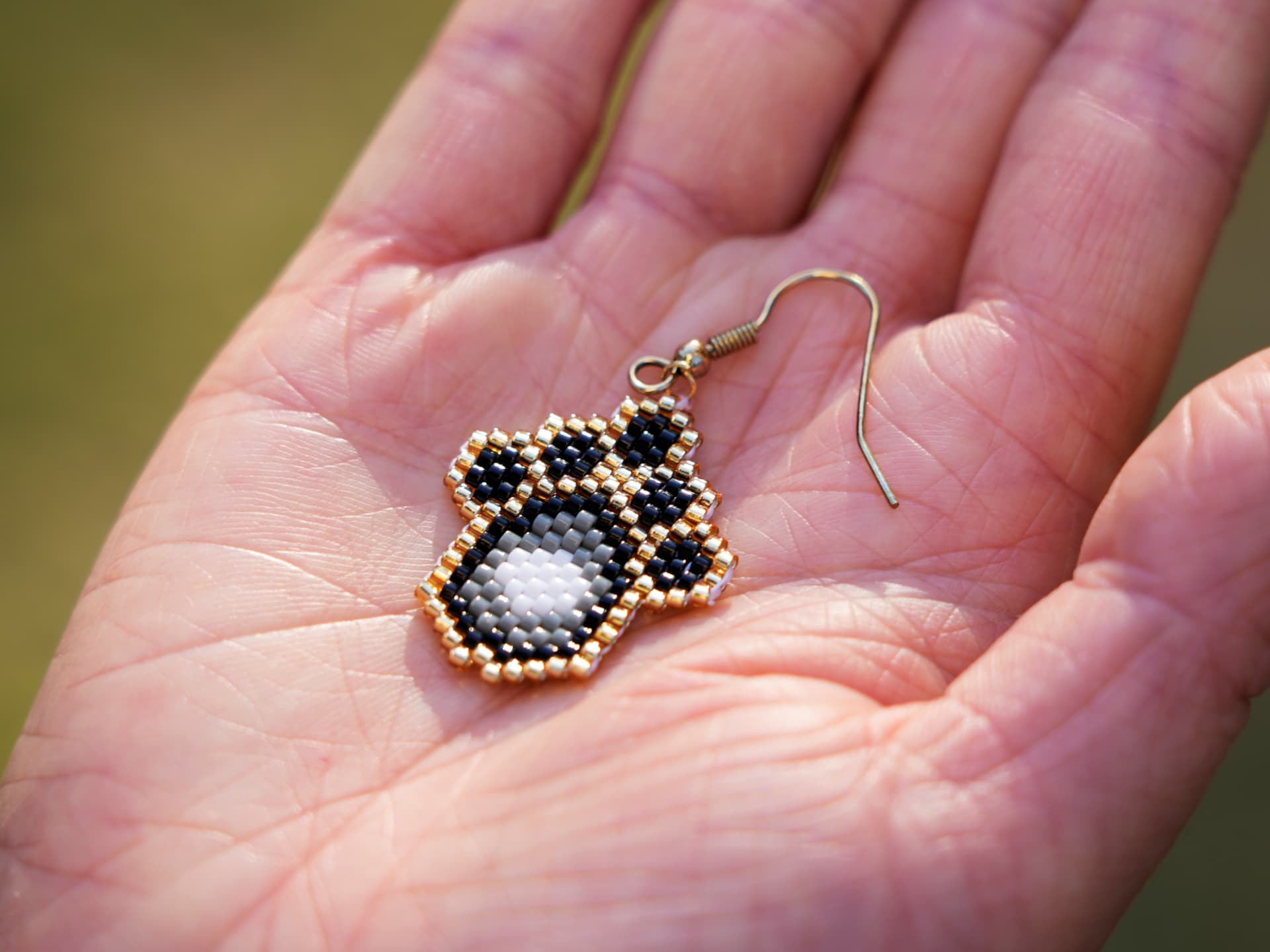 Handcrafted Bead Earrings - Panda Paw - Panda Design