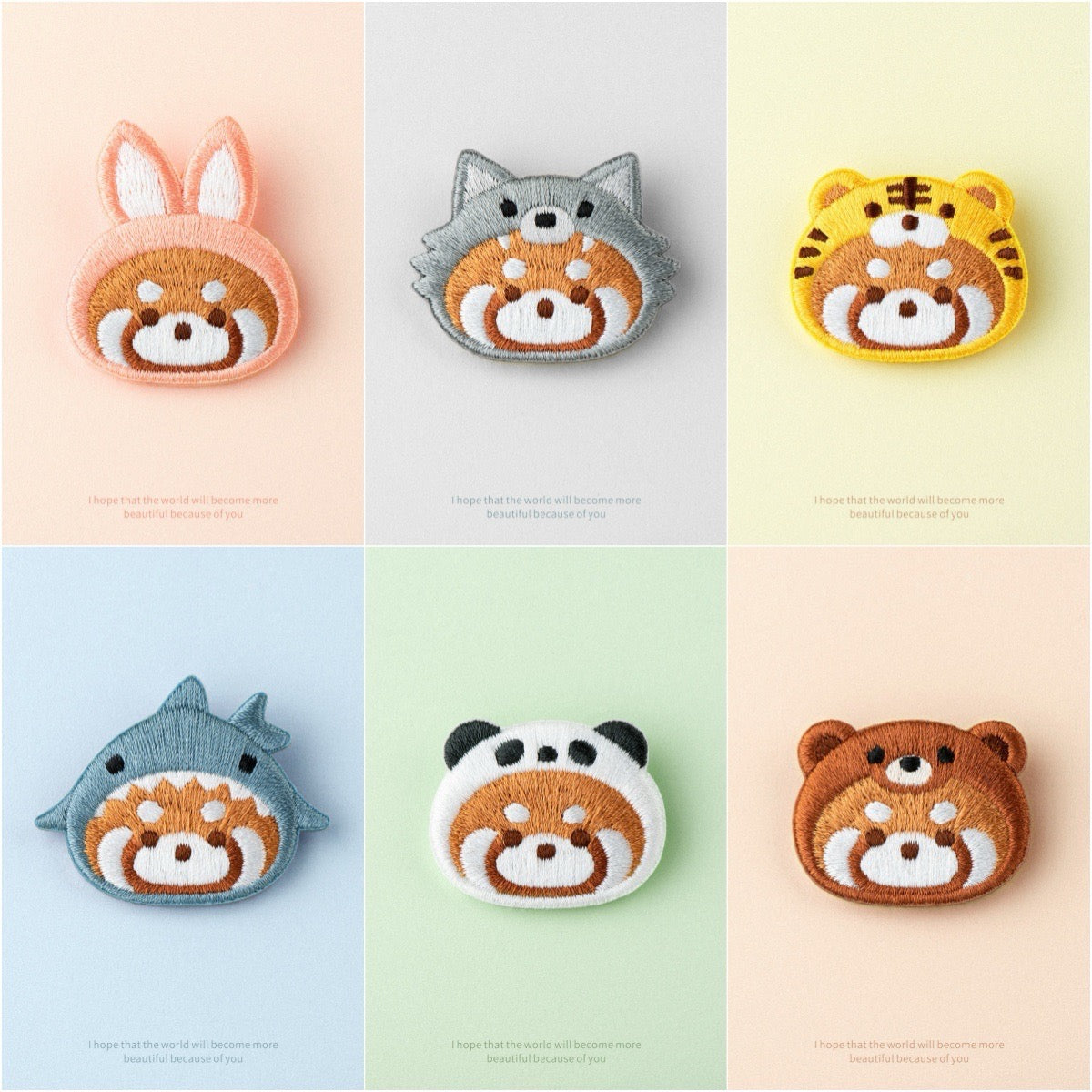Embroidered Pins of a Cute Red Panda in a Hat - Panda Design