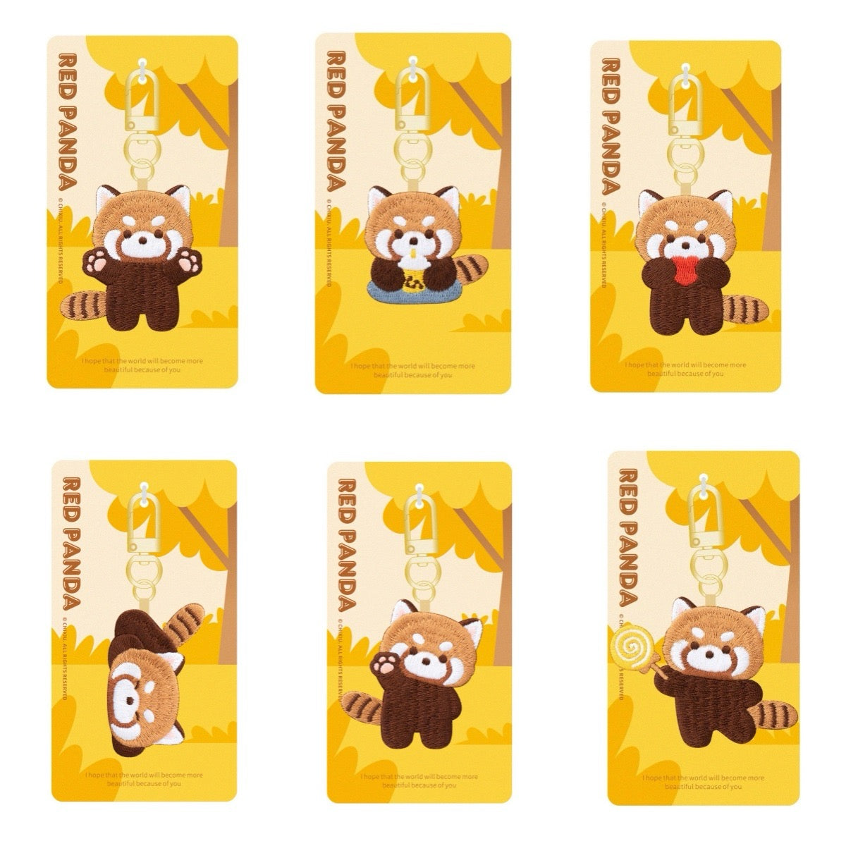 Adorable Double-Sided Embroidered Red Panda Keychain - Panda Design
