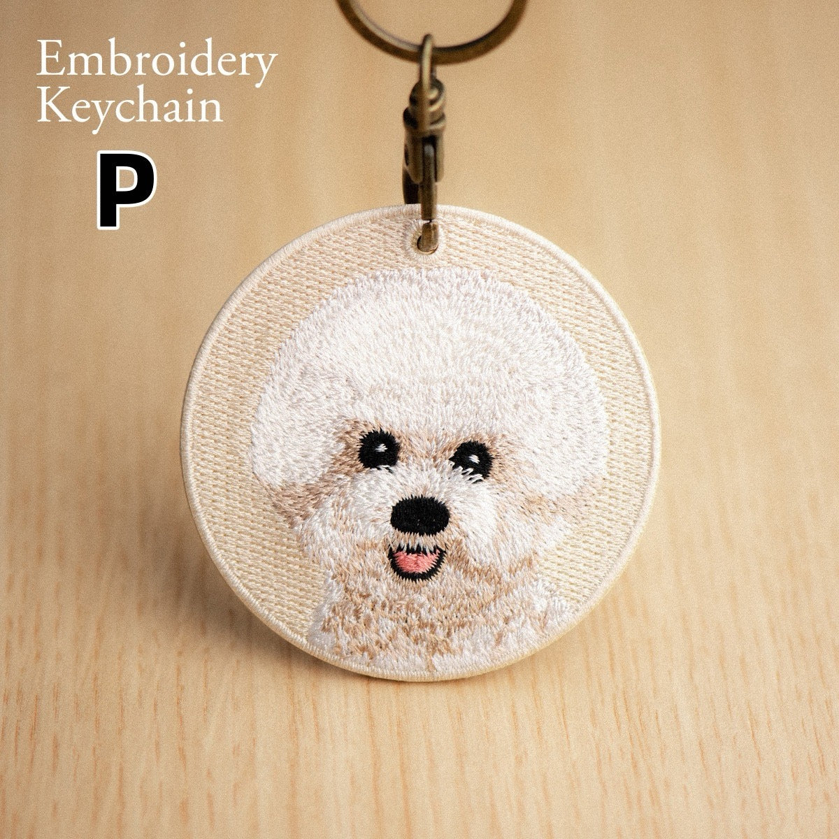 Cute Double-Sided Embroidered Dog Keychain - Panda Design