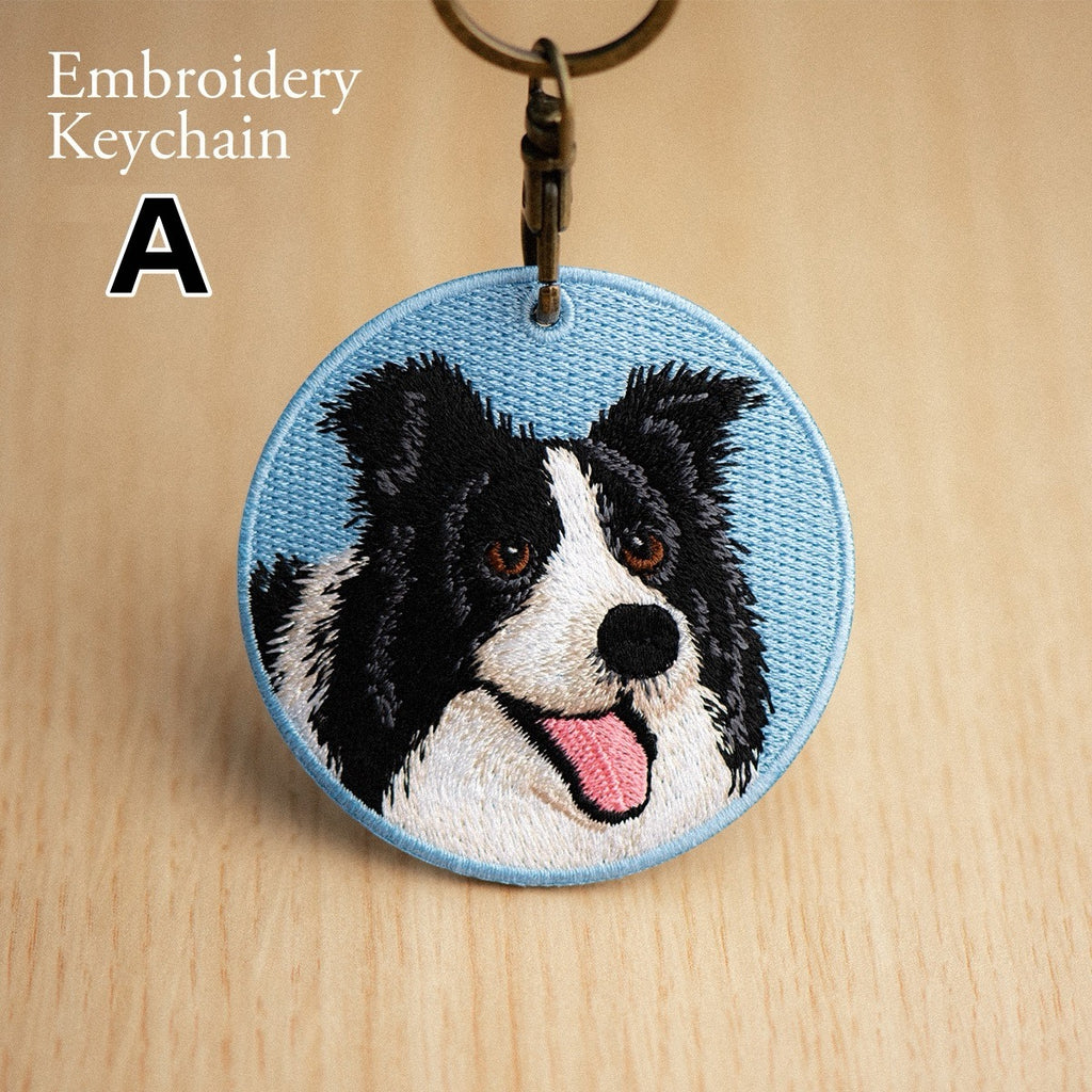 Cute Double-Sided Embroidered Dog Keychain - Panda Design