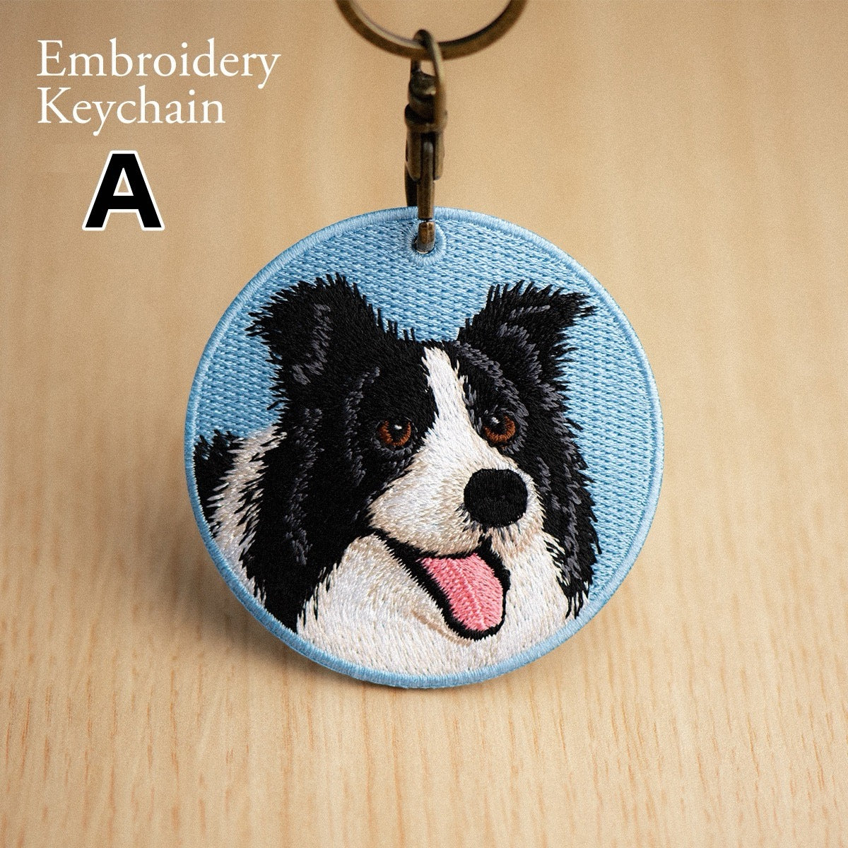 Cute Double-Sided Embroidered Dog Keychain - Panda Design