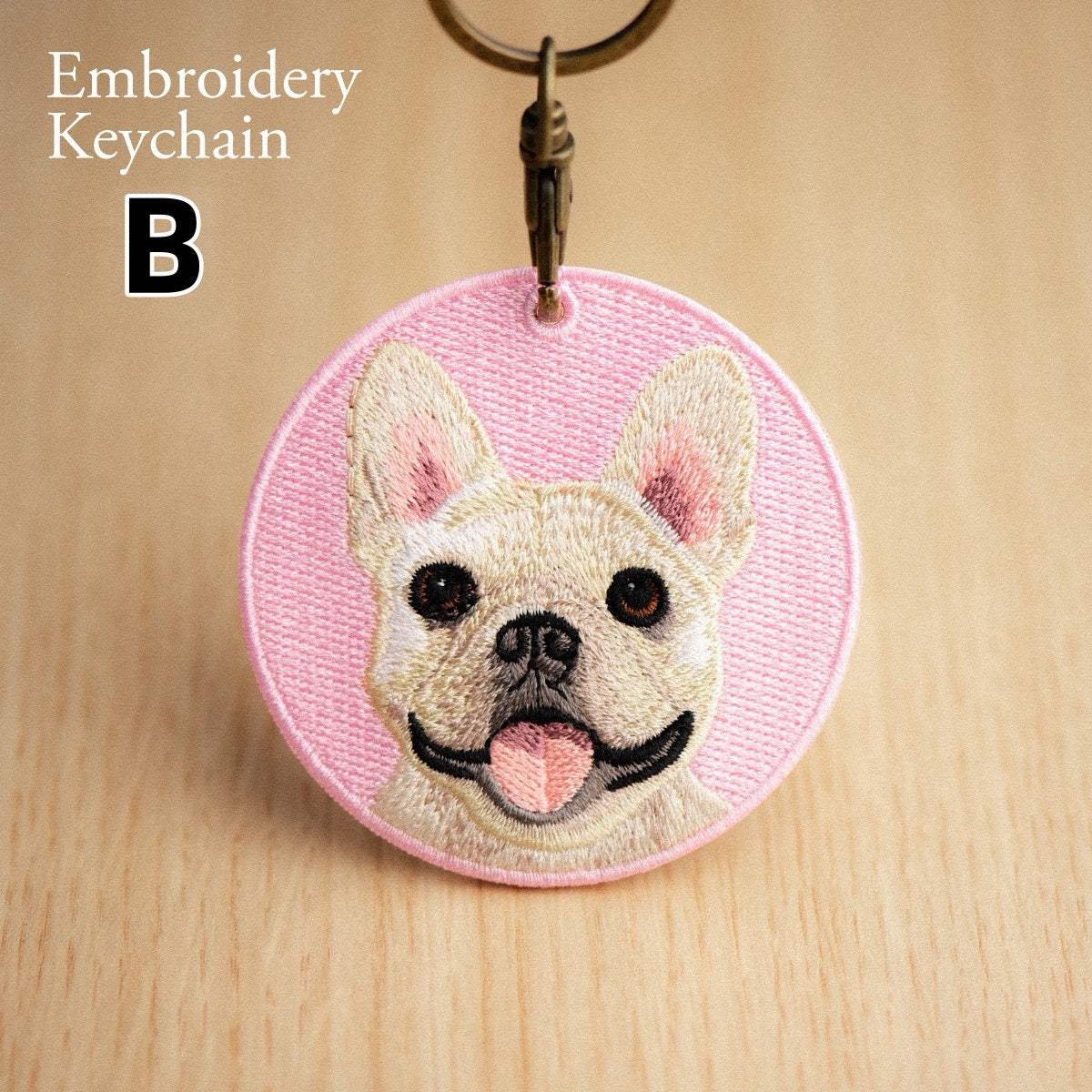 Cute Double-Sided Embroidered Dog Keychain - Panda Design
