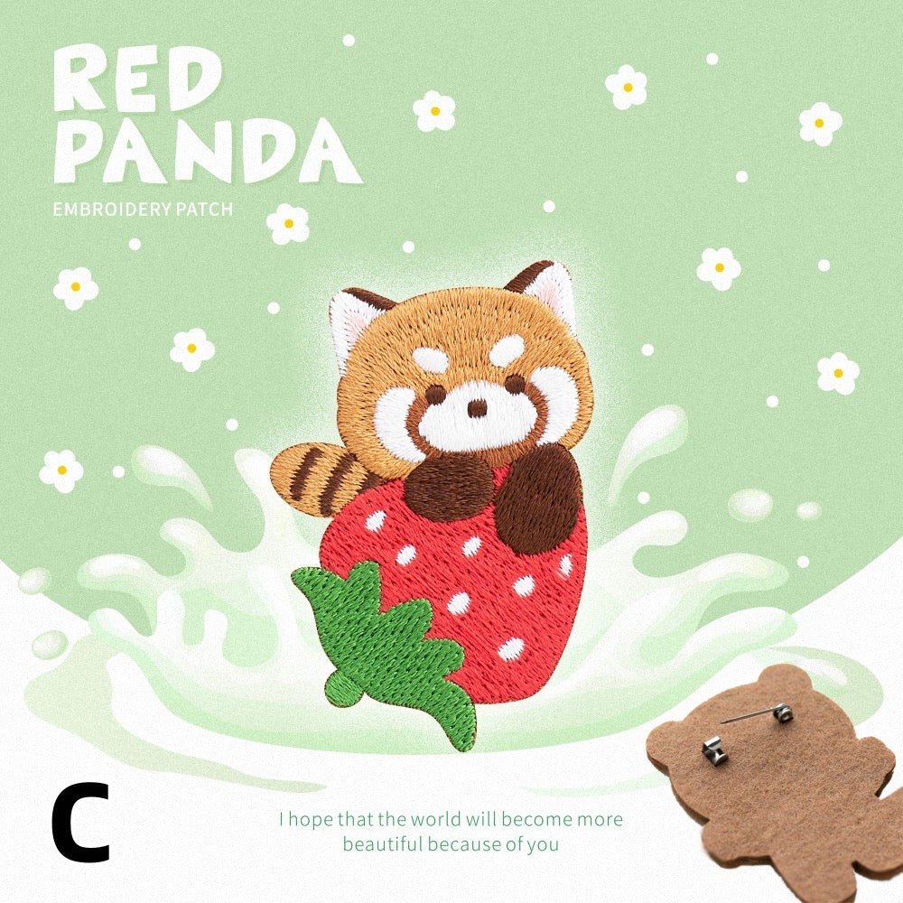 Embroidered Pins of Funny Red Panda - Panda Design
