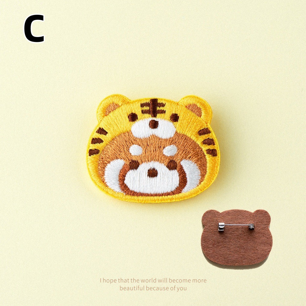 Embroidered Pins of a Cute Red Panda in a Hat - Panda Design