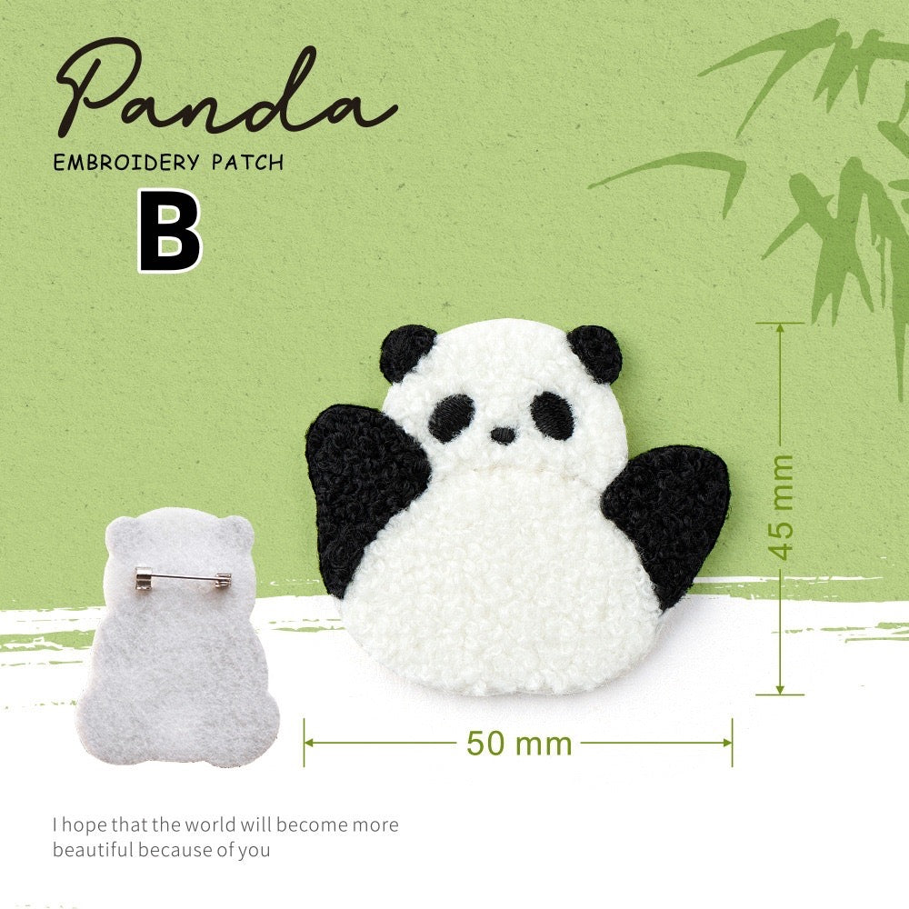 Embroidered Pins of Cute Panda ③ - Panda Design