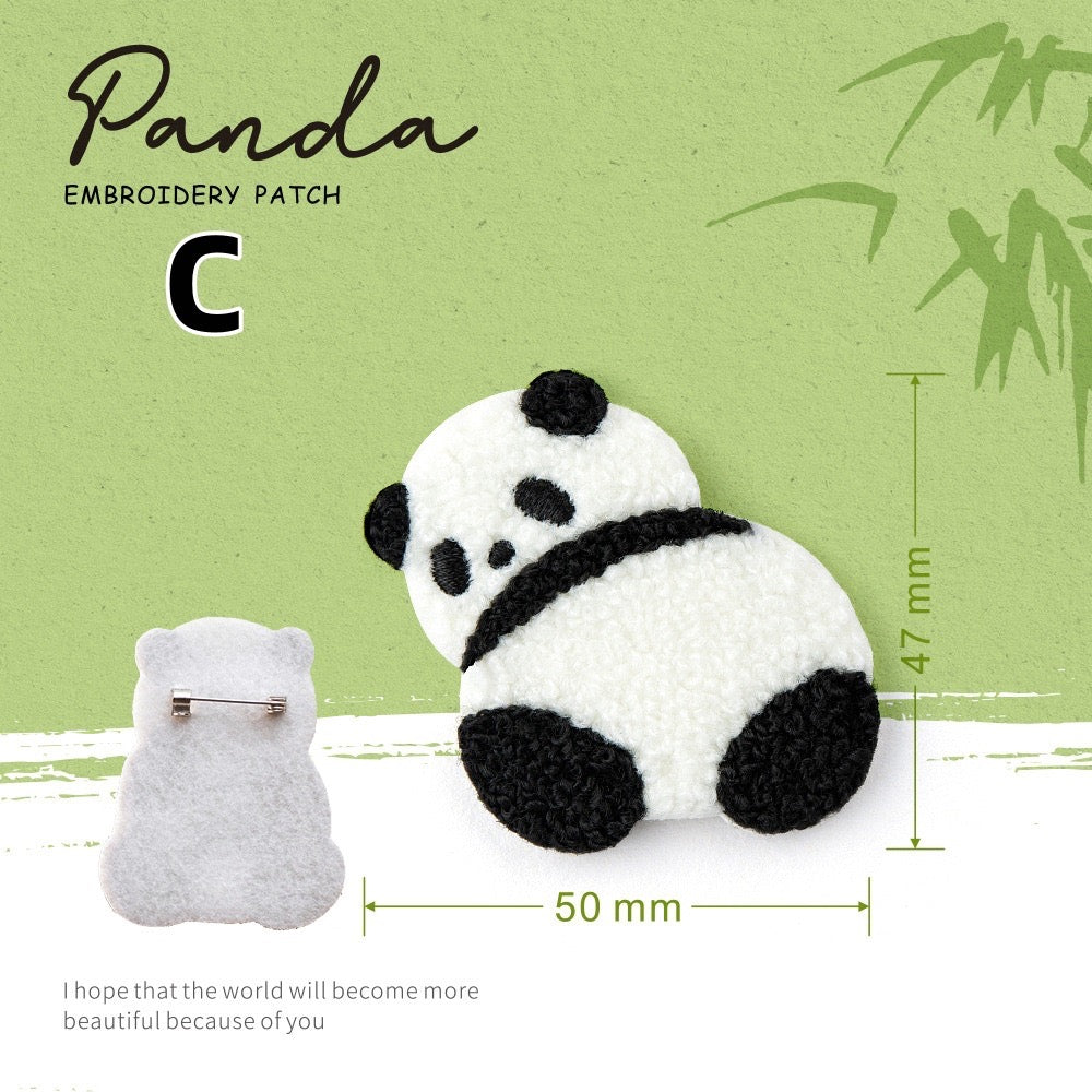 Embroidered Pins of Cute Panda ③ - Panda Design