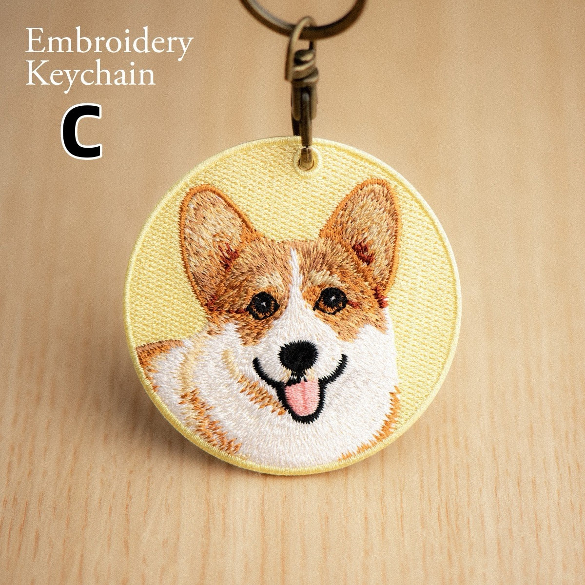 Cute Double-Sided Embroidered Dog Keychain - Panda Design