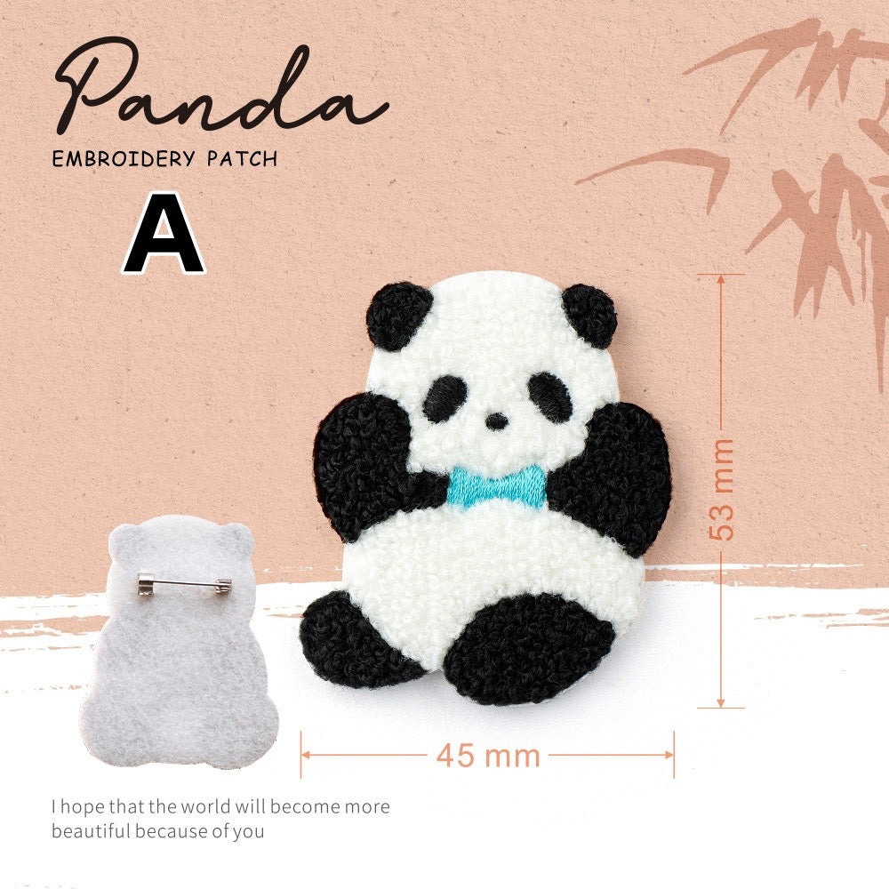 Embroidered Pins of Cute Panda ④ - Panda Design