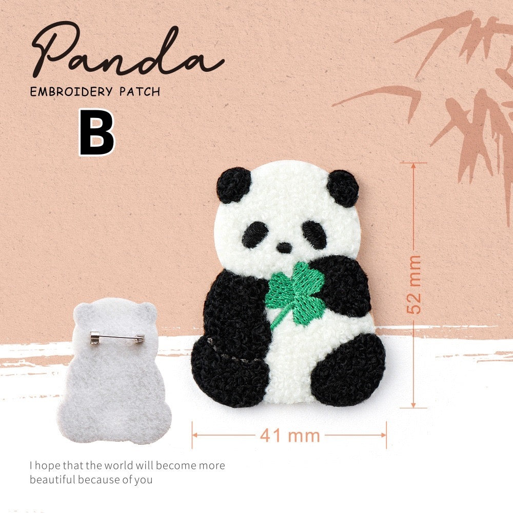 Embroidered Pins of Cute Panda ④ - Panda Design