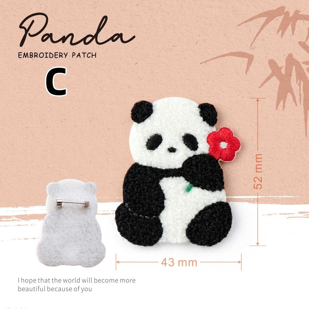 Embroidered Pins of Cute Panda ④ - Panda Design