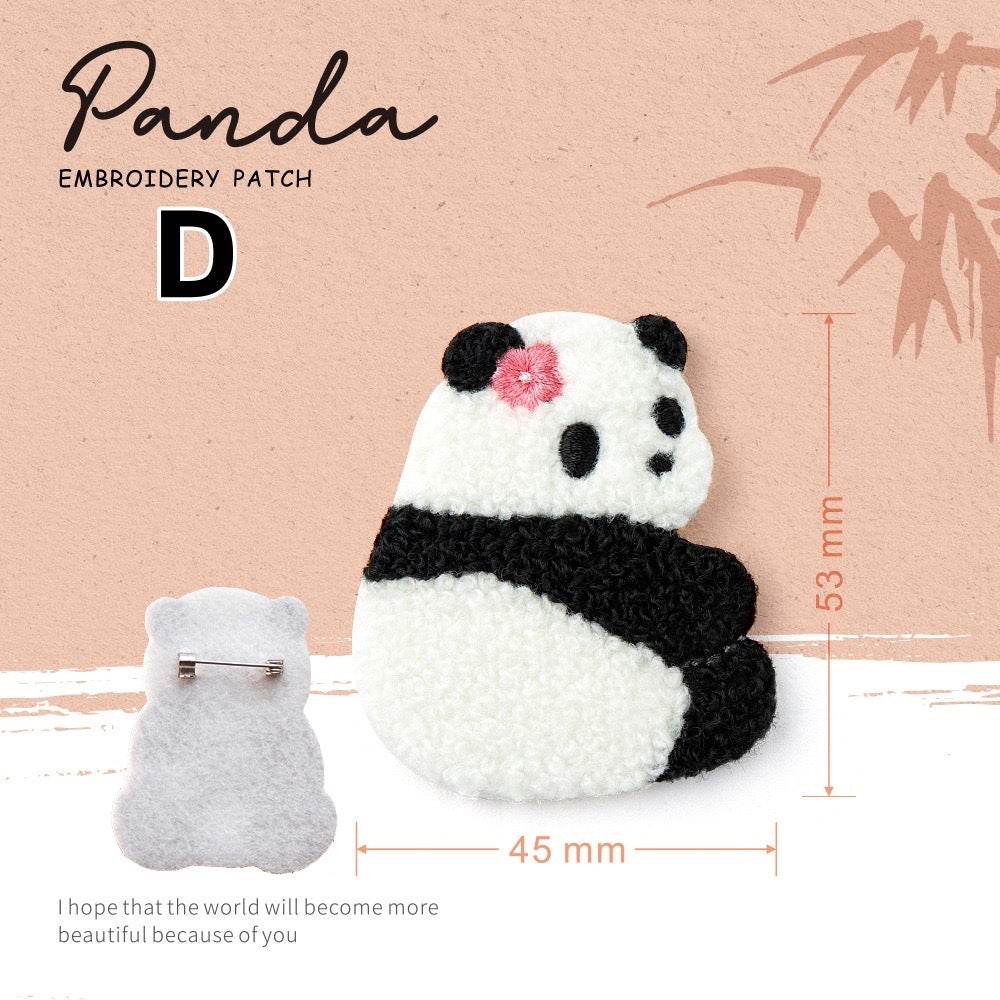 Embroidered Pins of Cute Panda ④ - Panda Design