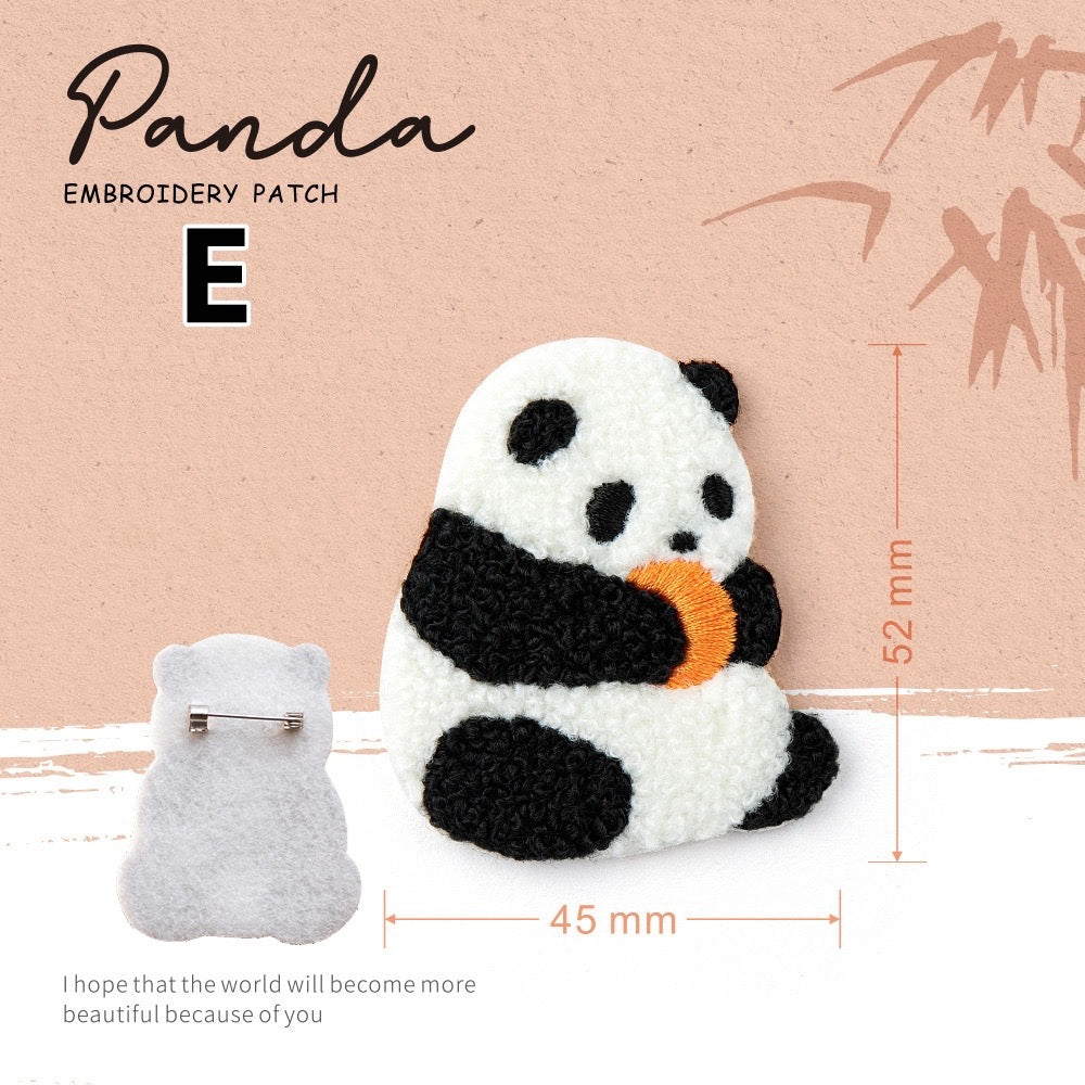 Embroidered Pins of Cute Panda ④ - Panda Design