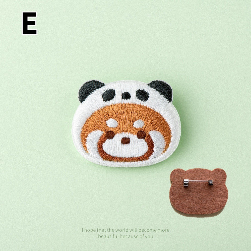Embroidered Pins of a Cute Red Panda in a Hat - Panda Design