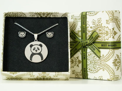 EMO Panda Man Necklace and Earring Gift Set