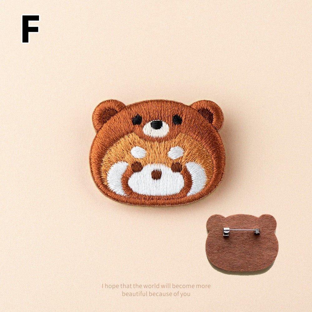 Embroidered Pins of a Cute Red Panda in a Hat - Panda Design