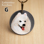 Cute Double-Sided Embroidered Dog Keychain - Panda Design