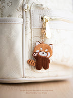 Adorable Double-Sided Embroidered Red Panda Keychain - Panda Design