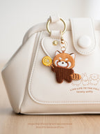 Adorable Double-Sided Embroidered Red Panda Keychain - Panda Design