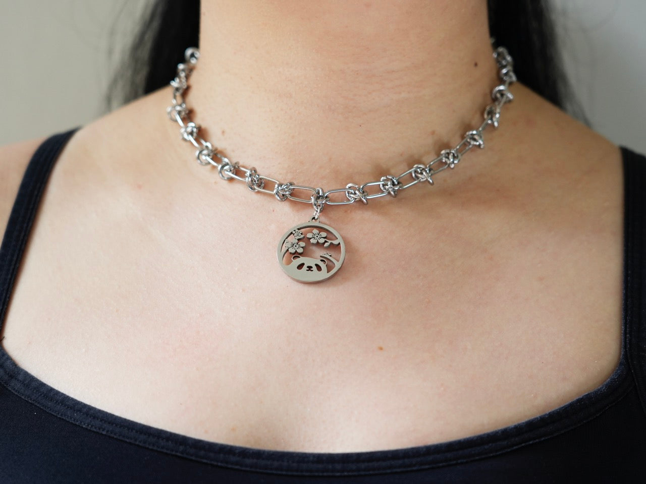 Cherry Blossom Panda Necklace - Panda Design