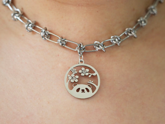 Cherry Blossom Panda Necklace - Panda Design