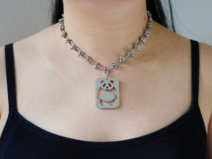 Swinging Panda Tag Necklace - Panda Design