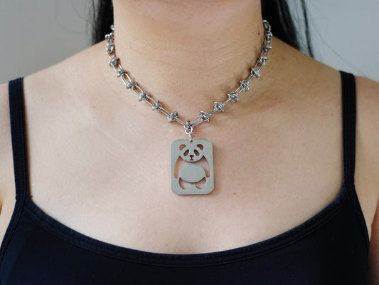 Swinging Panda Tag Necklace - Panda Design