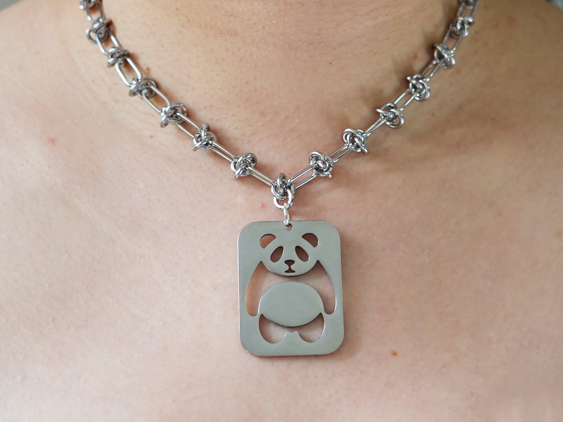 Swinging Panda Tag Necklace - Panda Design