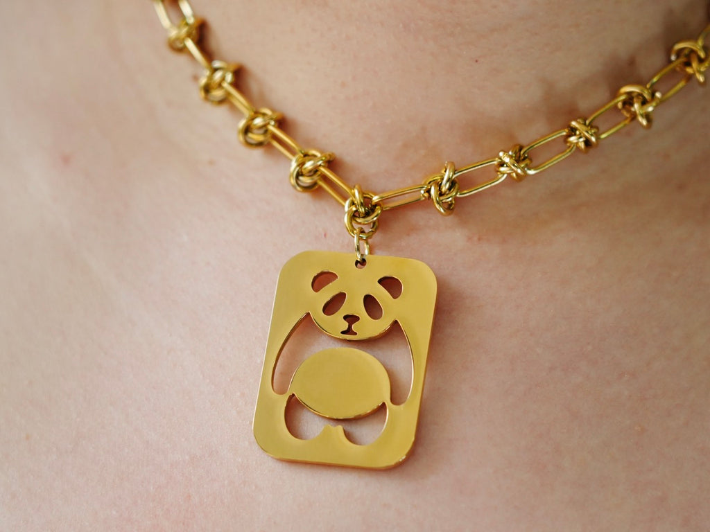 Swinging Panda Tag Necklace - Panda Design