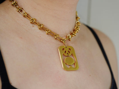 Swinging Panda Tag Necklace - Panda Design