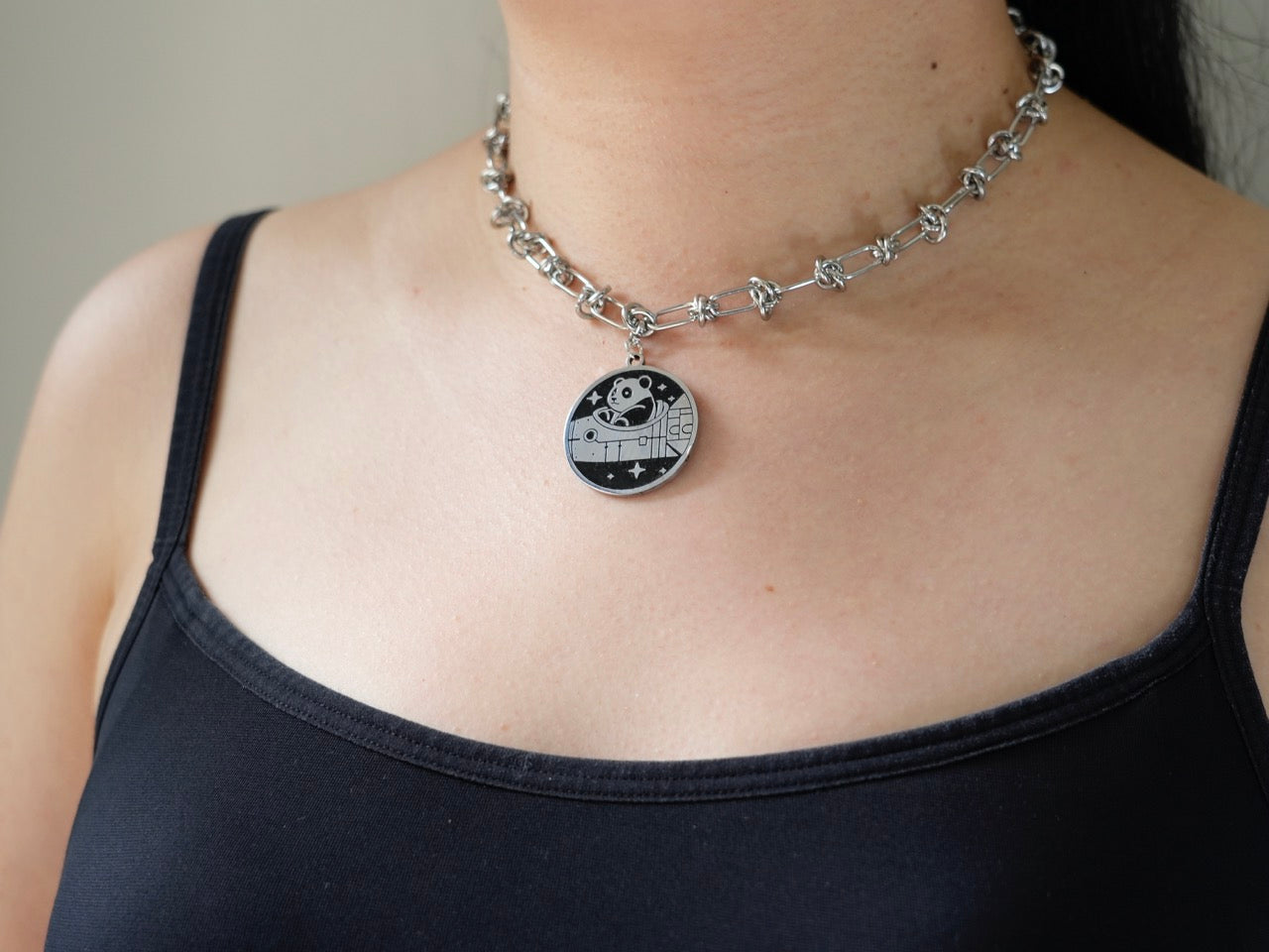 Spaceship-Driving Panda Necklace - Panda Design