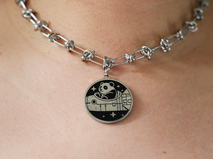 Spaceship-Driving Panda Necklace - Panda Design